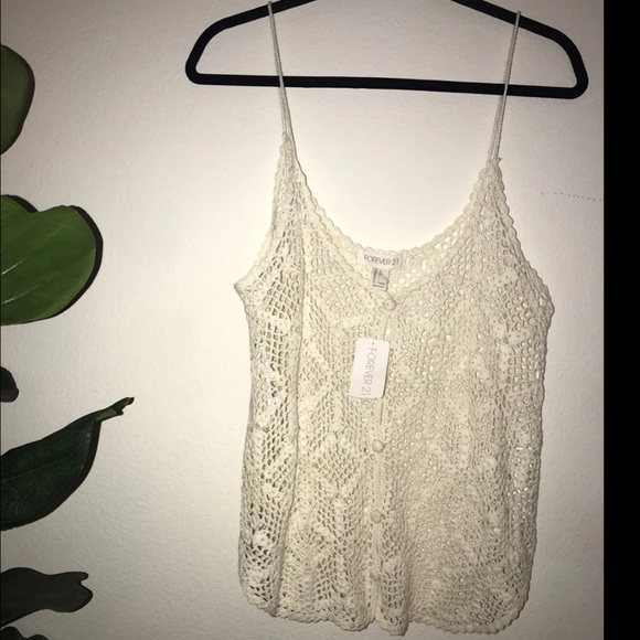 white crochet cami top
